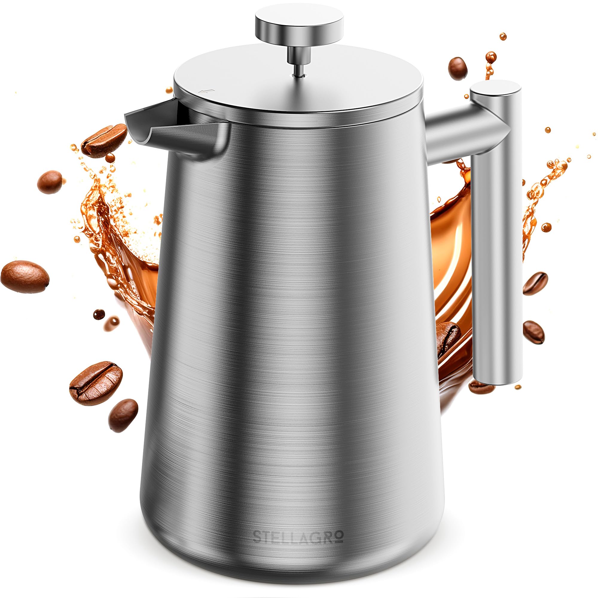 Silver French Press — 34oz / 1L