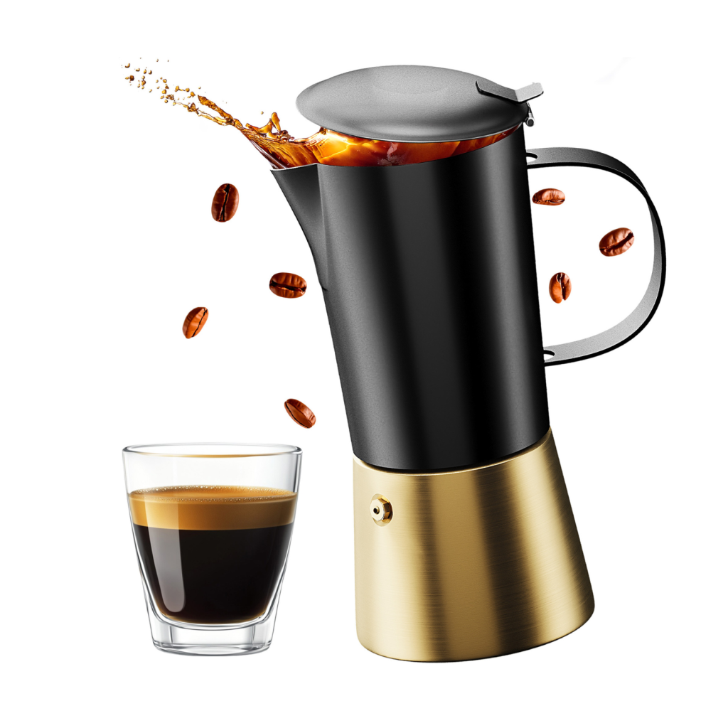 Stovetop Espresso Maker — Black & Gold